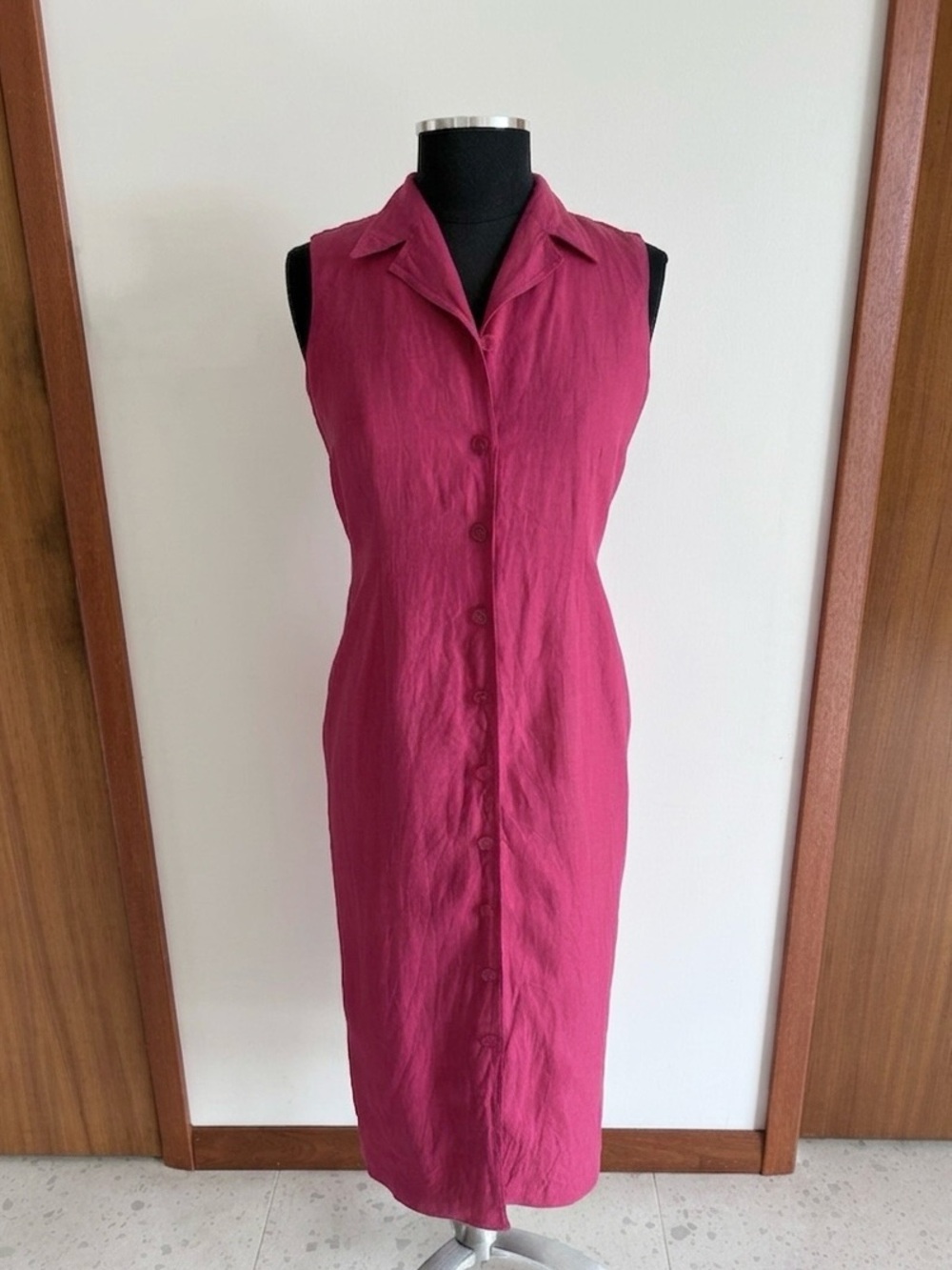 Vintage Talbots Irish Linen Button Front Sleeveless Maxi Dress - Size 6P